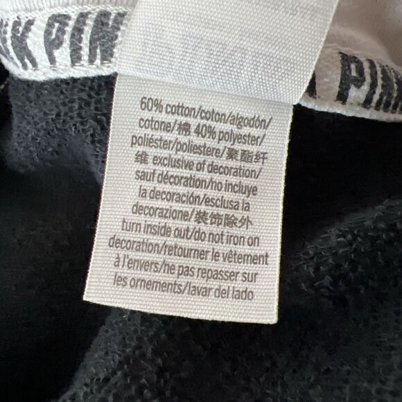 Pink Victoria's Secret Sweater Women Medium Black Colorblock Pullover 3/4 Zip - Picture 6 of 16